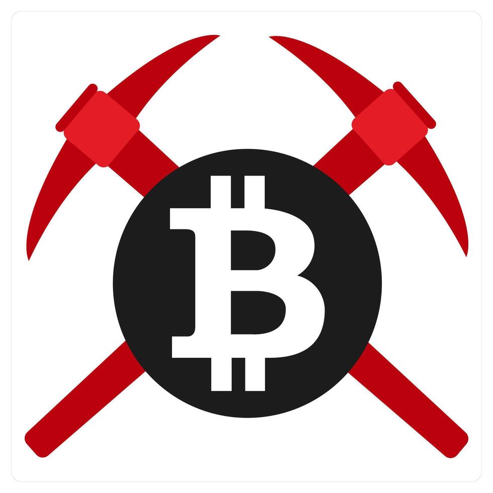 Bitcoin Mining icon concept in red filled color vector