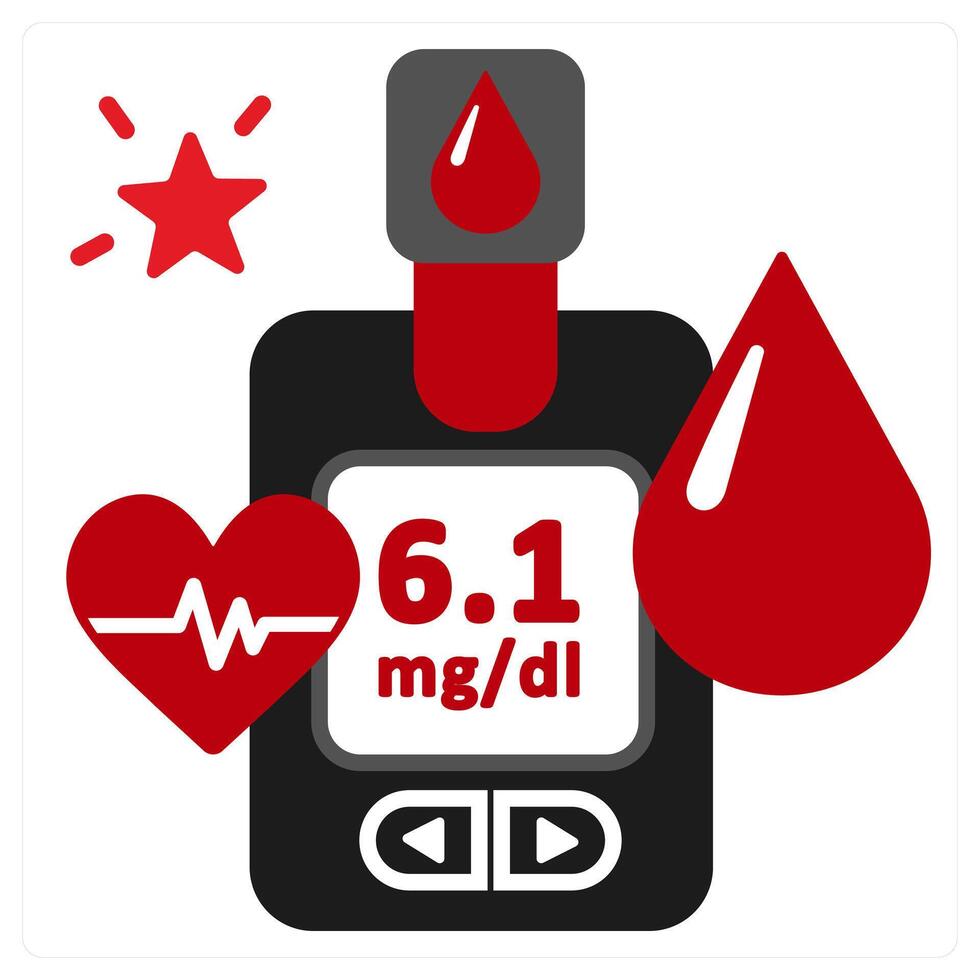 Glucose Meter icon concept in red filled color vector
