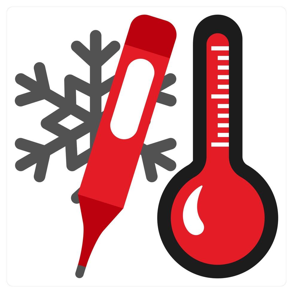 Thermometer and fever icon concept in red filled color vector