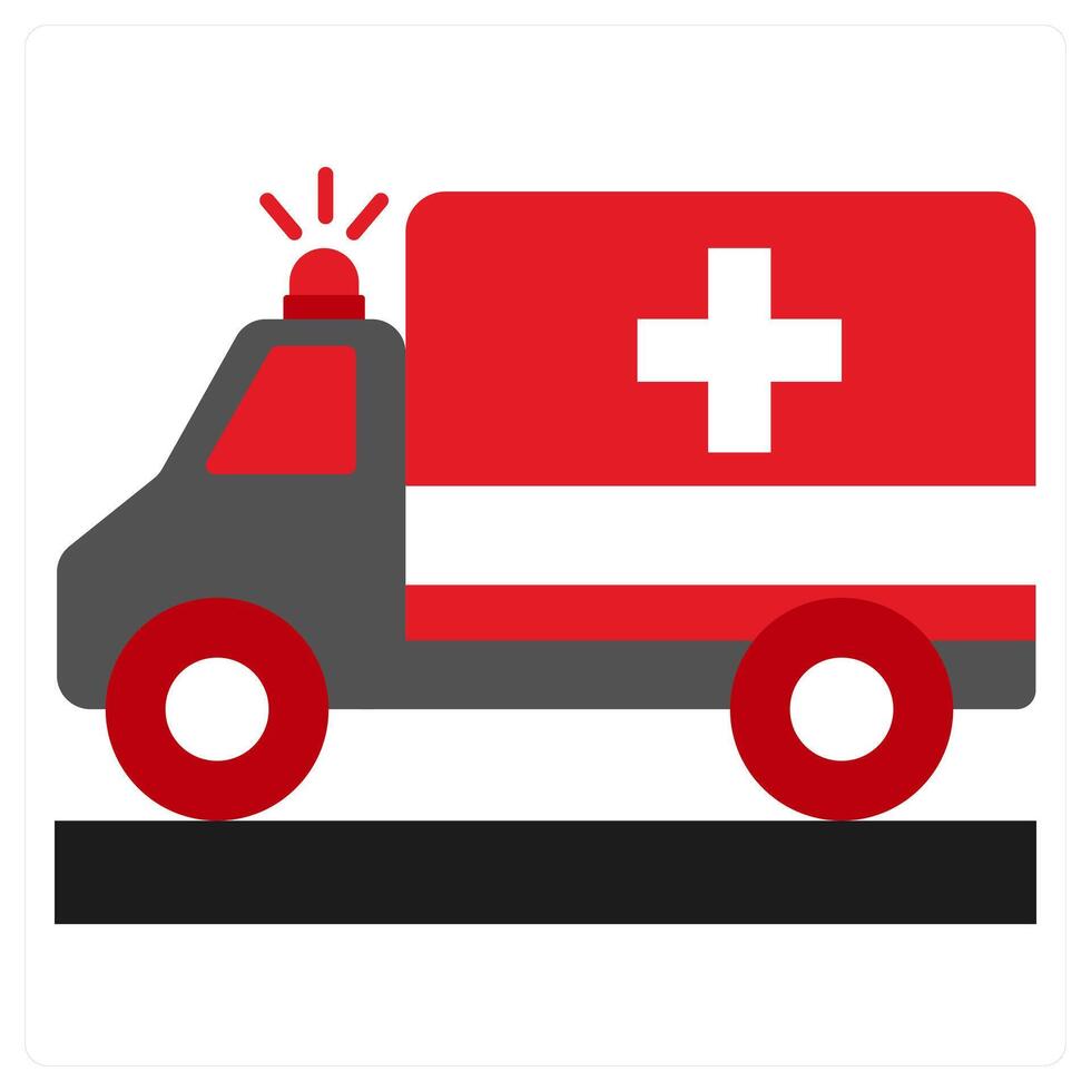 Ambulance icon concept in red filled color vector