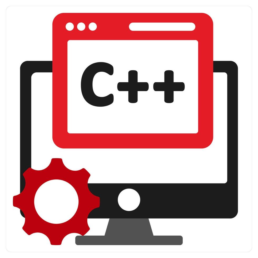 Coding icon concept in red filled color vector