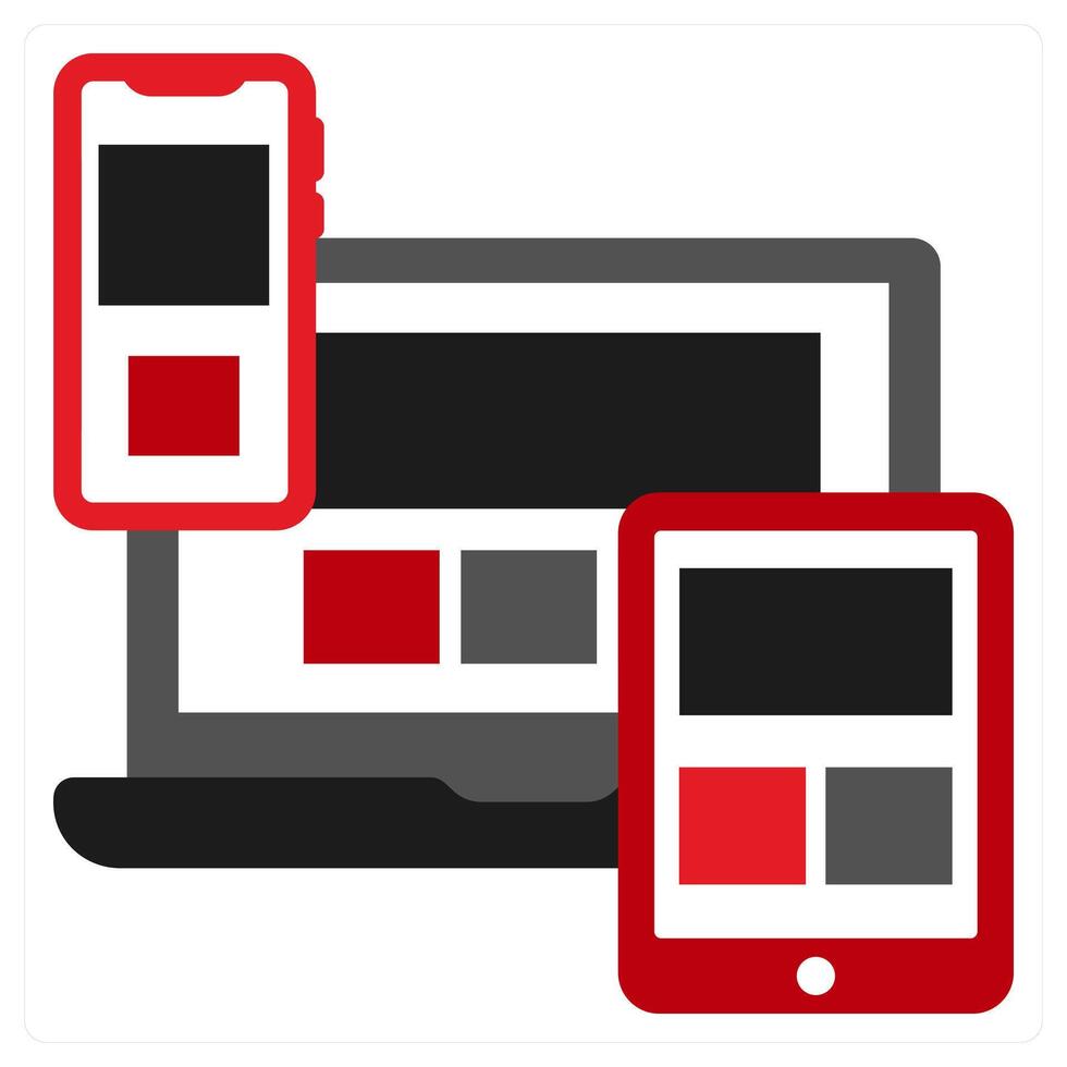 Reponsive Design icon concept in red filled color vector
