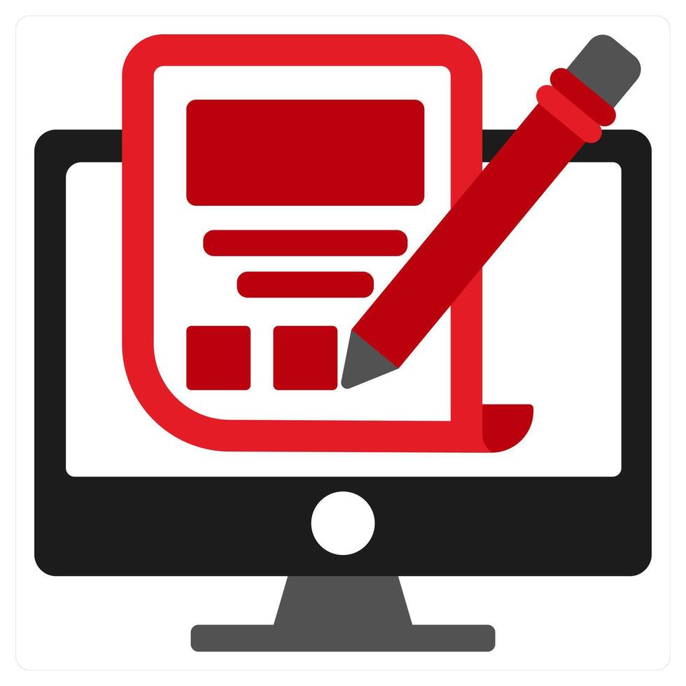 Website Sketching icon concept in red filled color vector