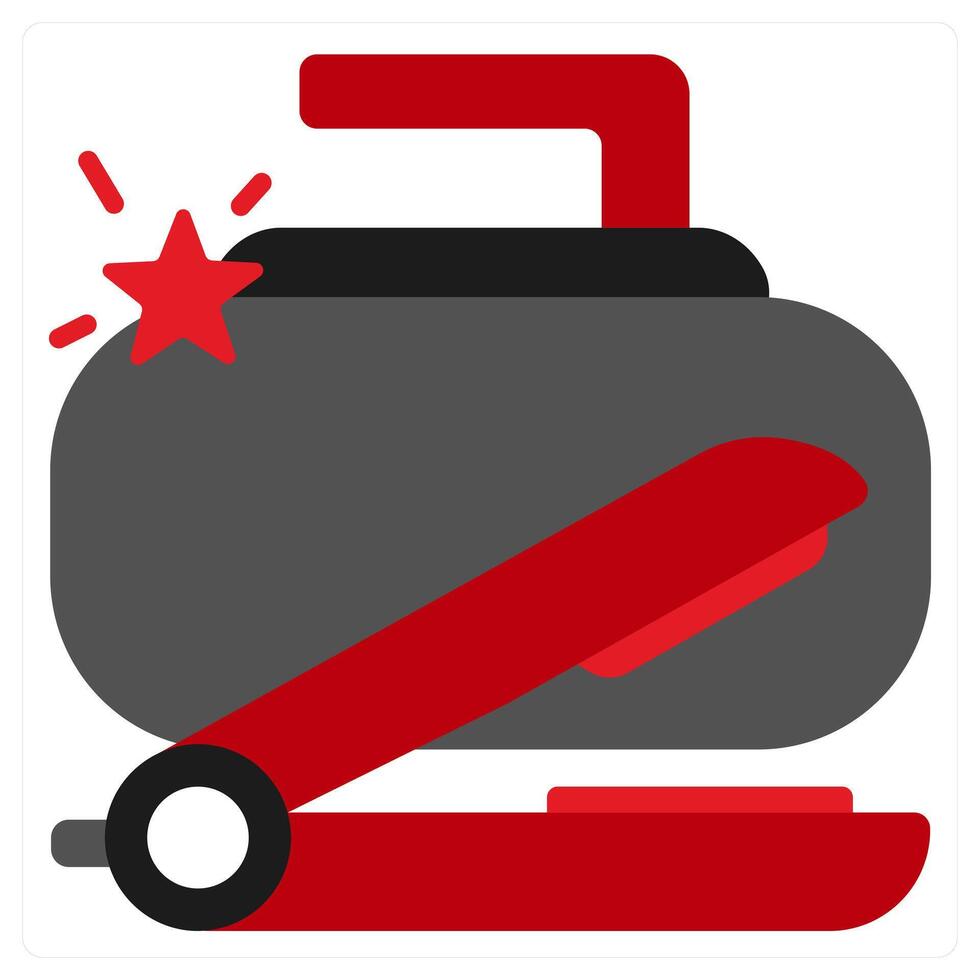 Curling icon concept in red filled color vector