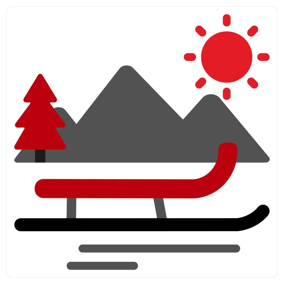 Toboganning icon concept in red filled color vector