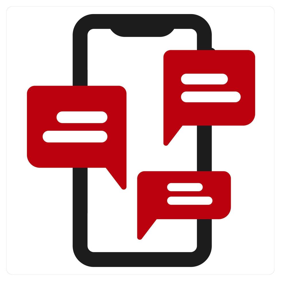 Chat and message icon concept in red filled color vector
