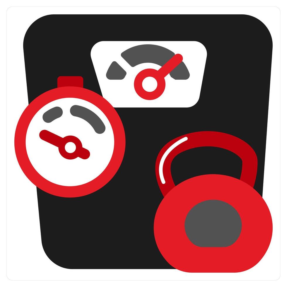 Smart Weight and scale icon concept in red filled color vector