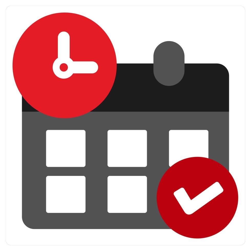 Schedule and calendar icon concept in red filled color vector