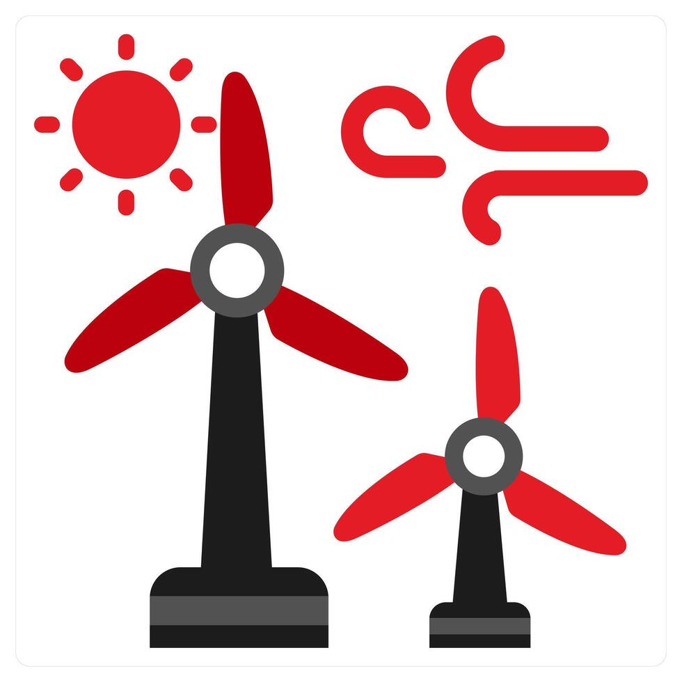 Wind Power and windmill icon concept in red filled color vector