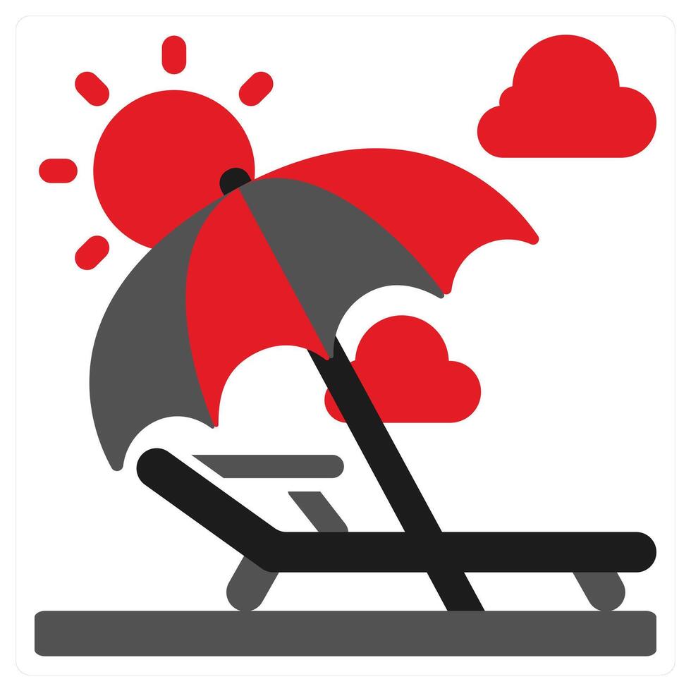 Beach Vacation icon concept in red filled color vector