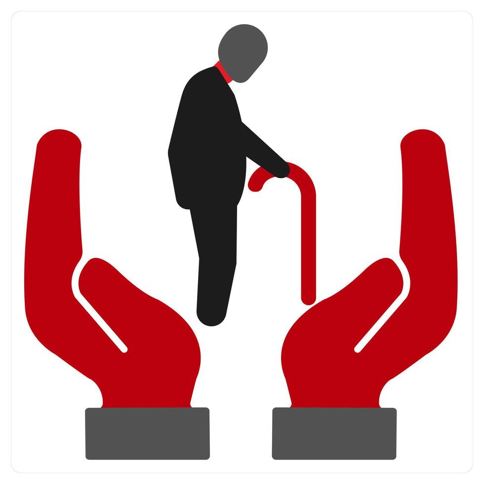 Retirement icon concept in red filled color vector
