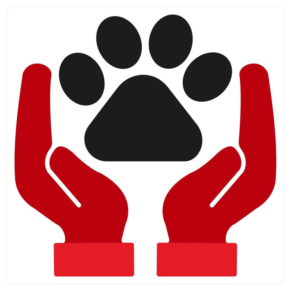 Animals Help icon concept in red filled color vector