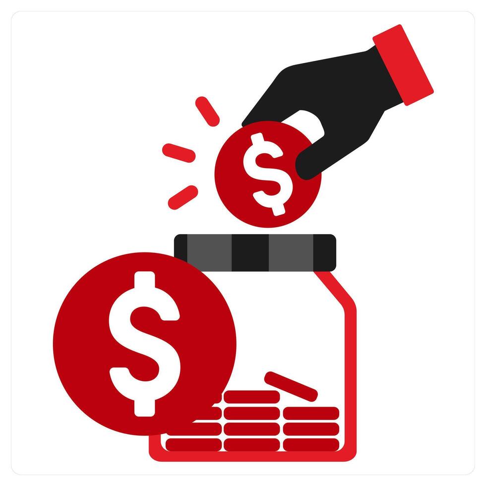 Donation concept in red filled color vector