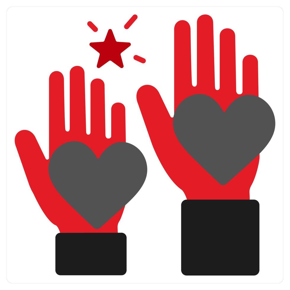 Volunteering icon concept in red filled color vector
