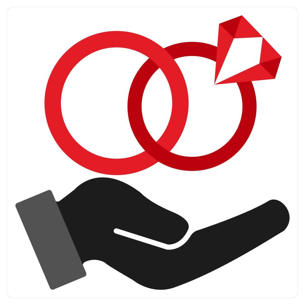 Groom and Bride icon concept in red filled color vector