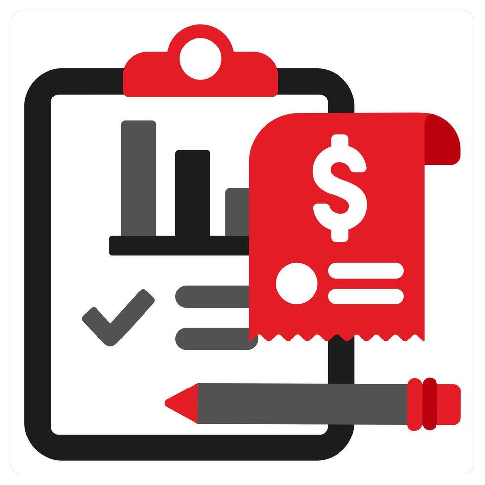 Report icon concept in red filled color vector