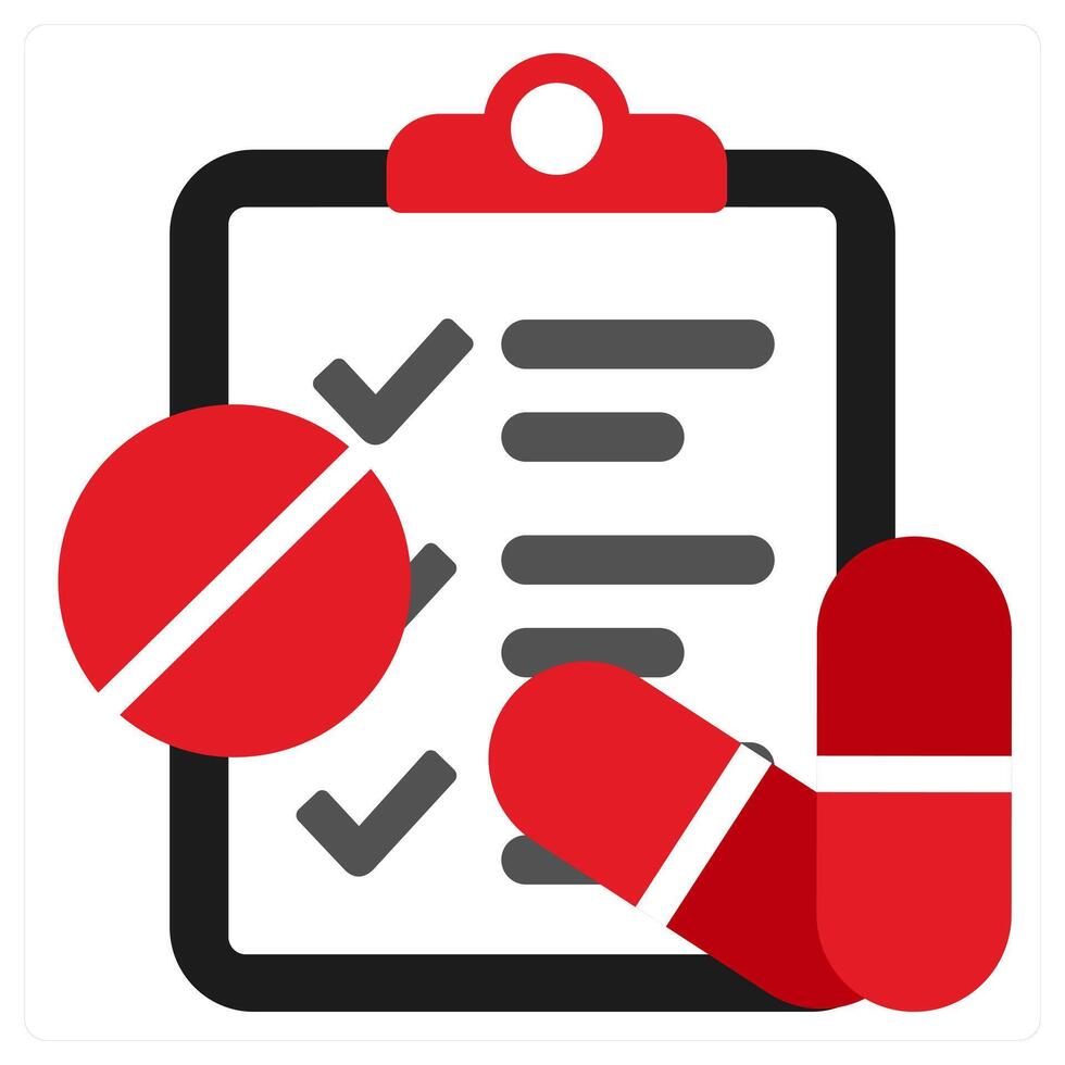 Prescription of Medicine icon concept in red filled color vector