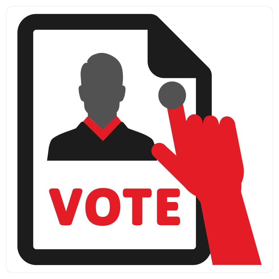 Right To Vote icon concept in red filled color vector