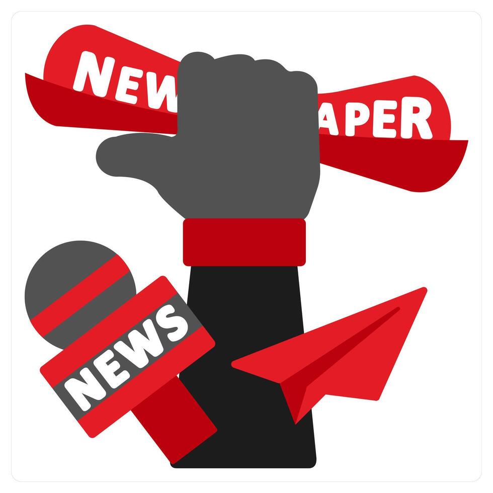Freedom of Press icon concept in red filled color vector