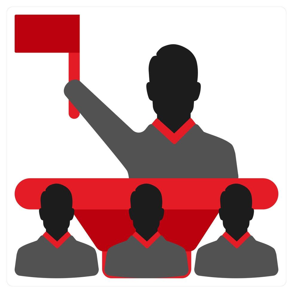 Right to Assemble icon concept in red filled color vector