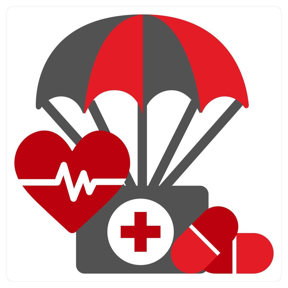 Relief icon concept in red filled color vector