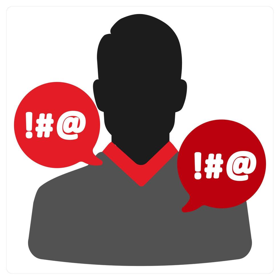 Pychological Abuse icon concept in red filled color vector