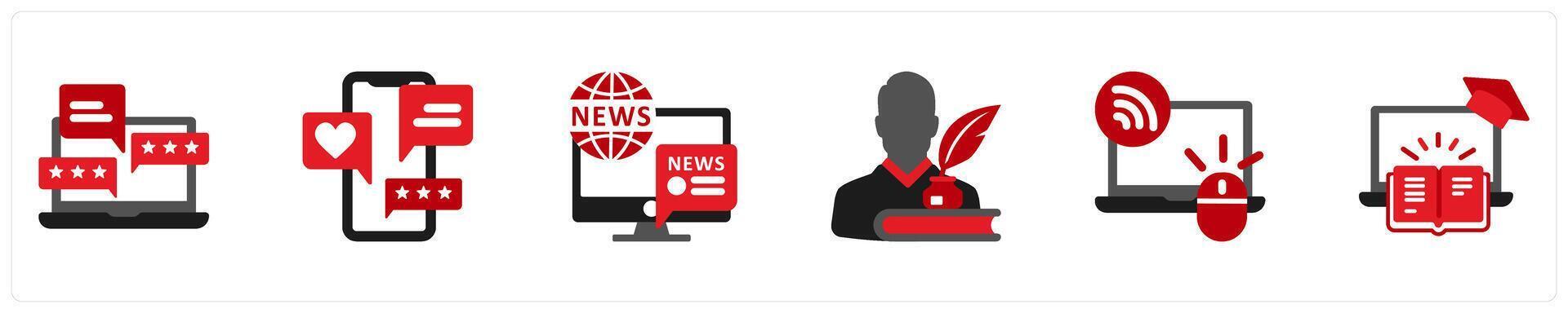 Six Survey Icons as review, feedback, news vector