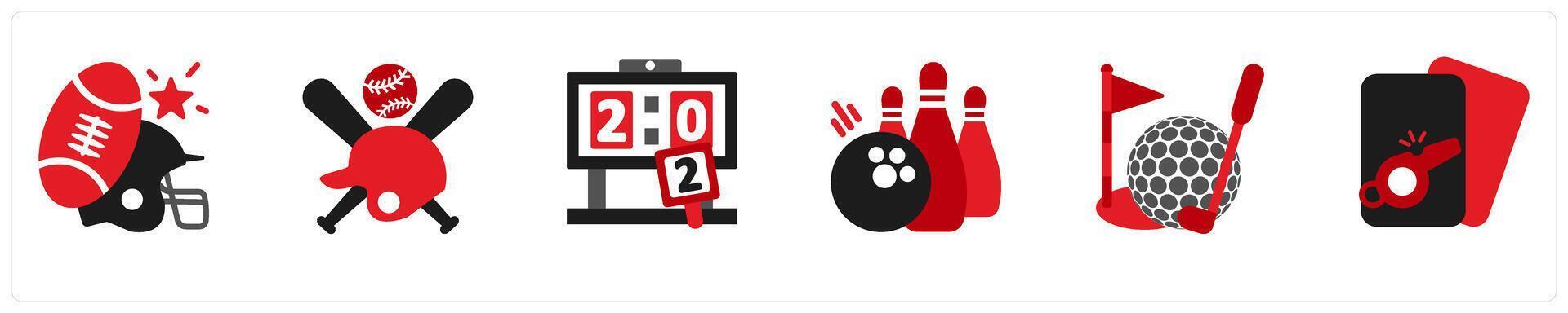 Six Sports icons as rugeby, baseball, score vector