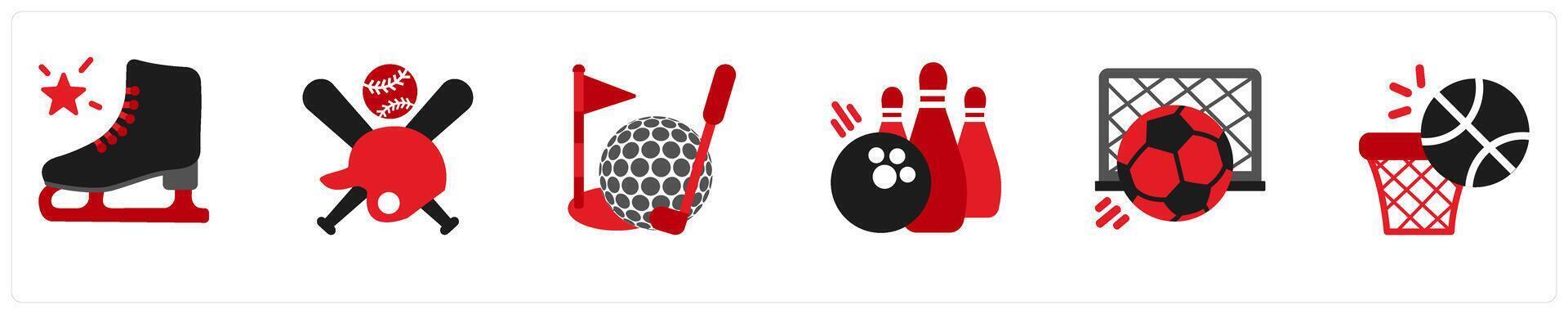 Six Sports icons as sakting, baseball, golf vector