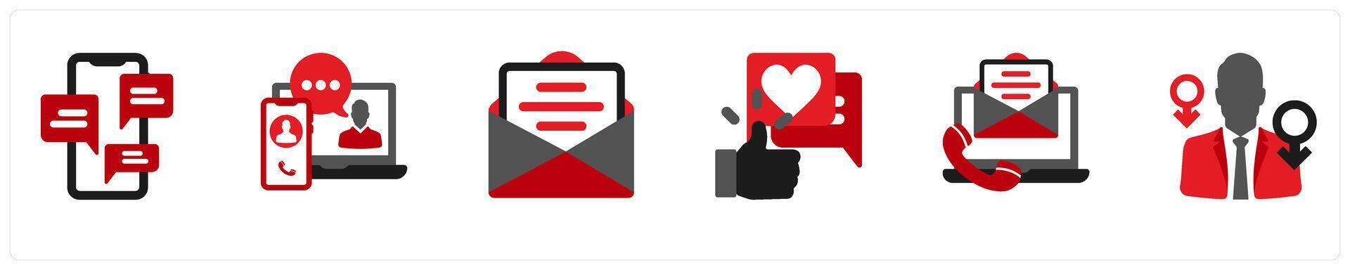 Six business icons as chat, chat, message vector