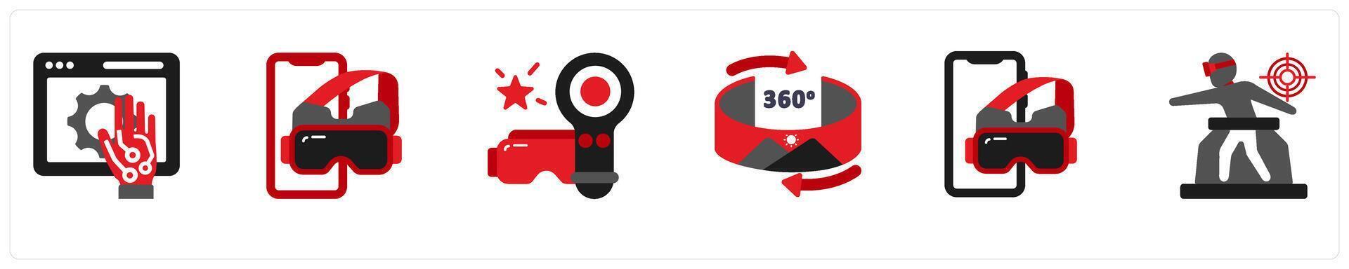 Six technology icons as vr gloves, vr helmet, vr controller vector