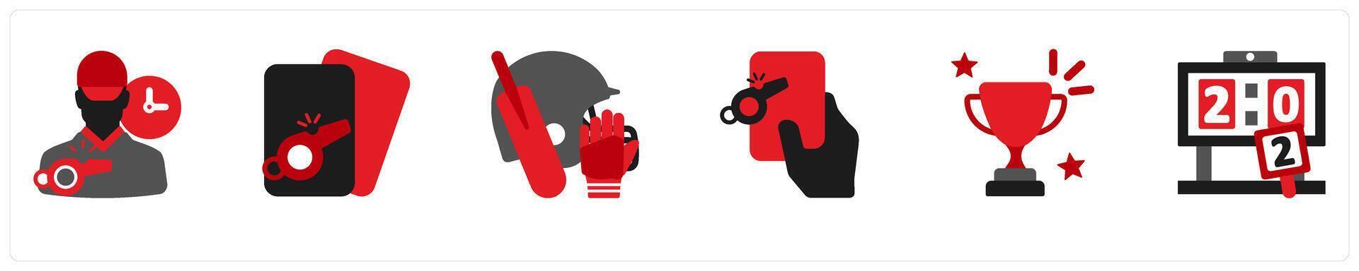A set of 6 sports icons as coach, refereeing vector