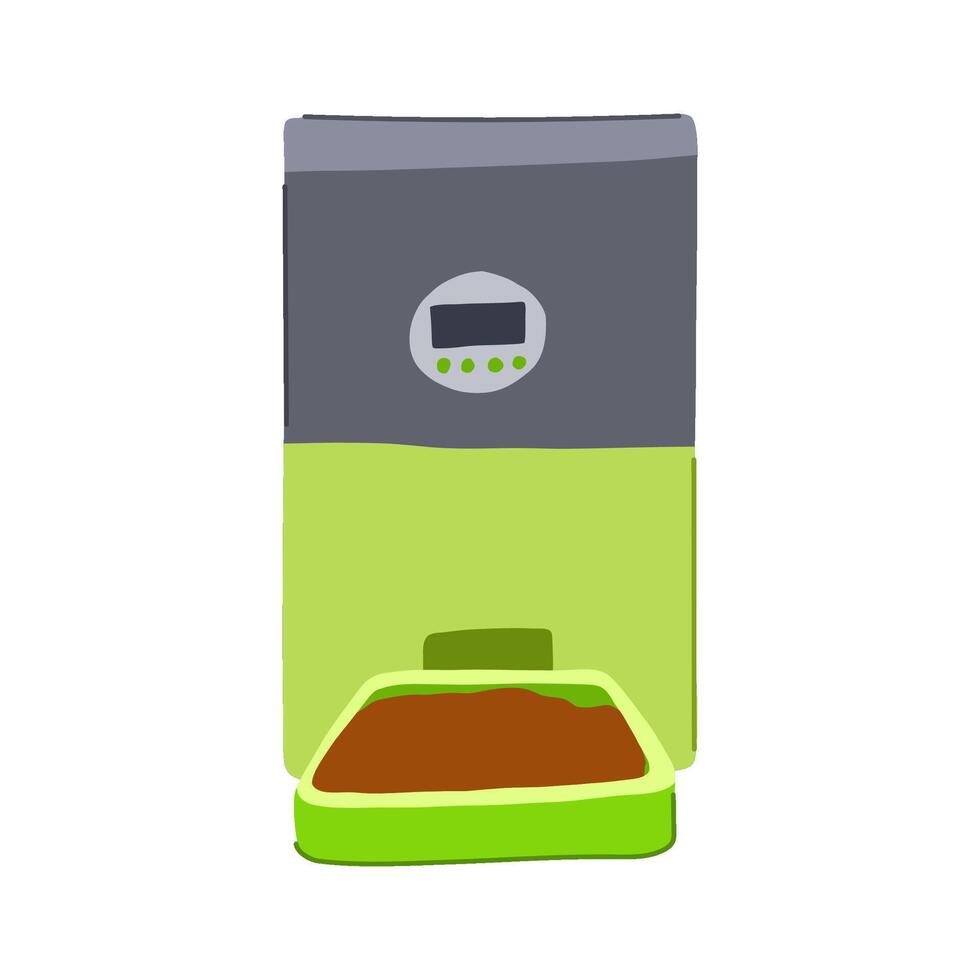 control automatic pet feeder cartoon illustration vector