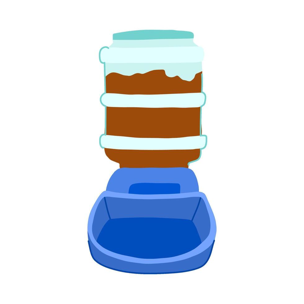 cat automatic pet feeder cartoon illustration vector