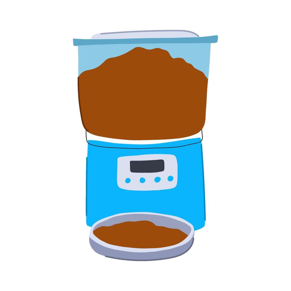 dog automatic pet feeder cartoon illustration vector