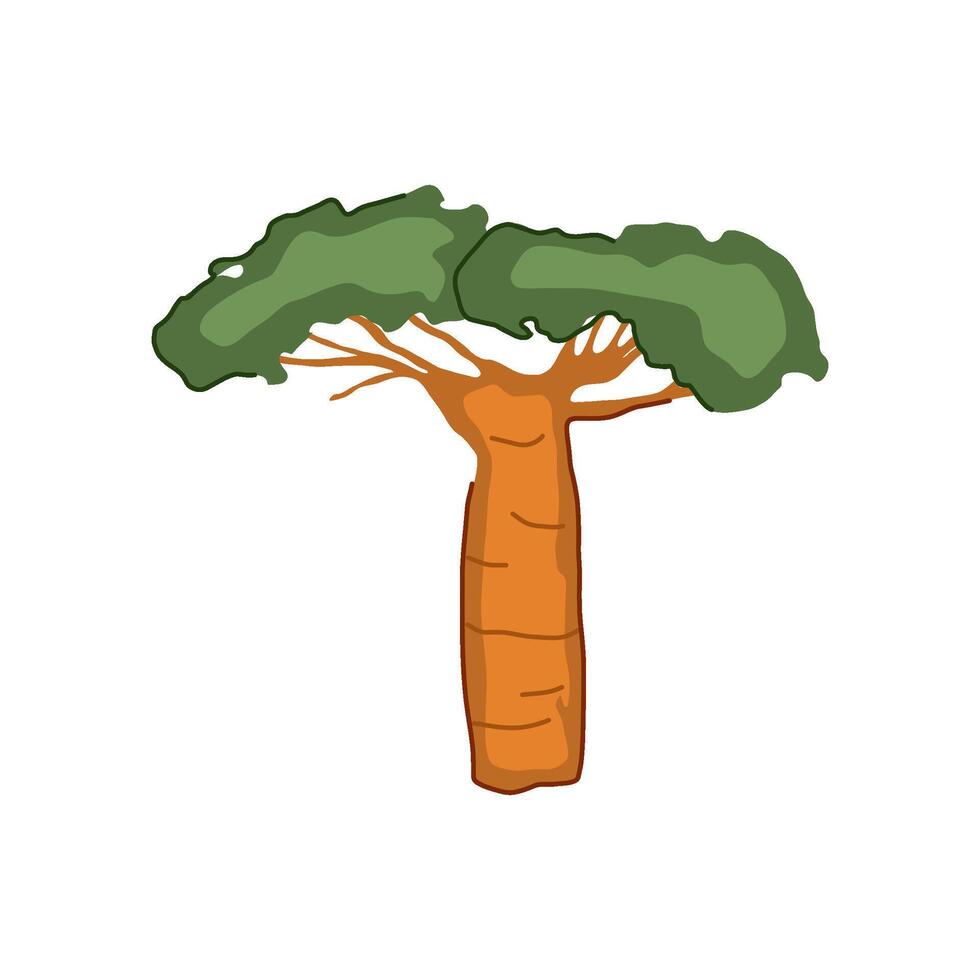fiber baobab tree cartoon illustration vector
