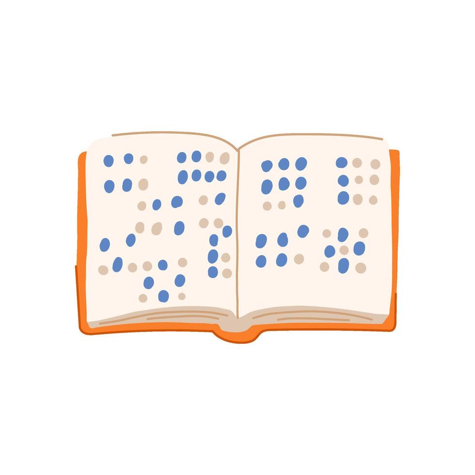 blindness braille textbook cartoon illustration vector