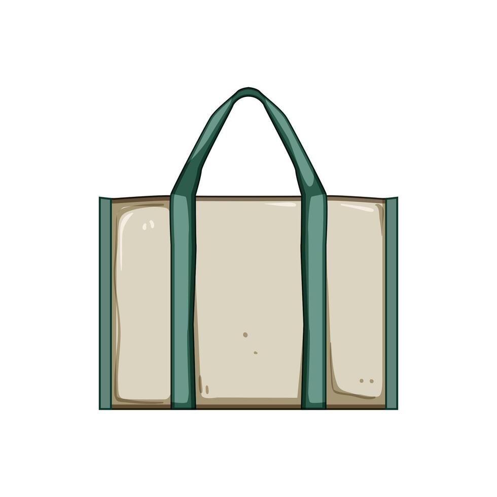 sustainable fabric grocery bag cartoon illustration vector