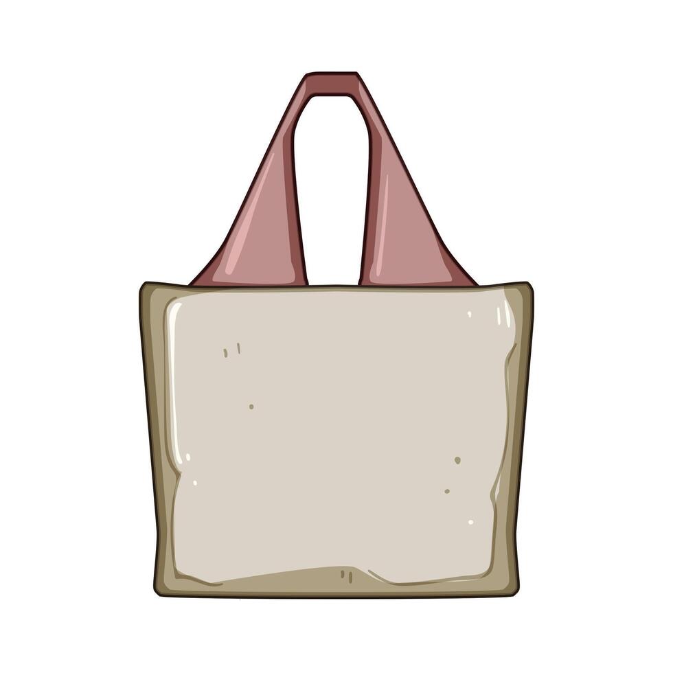 durable fabric grocery bag cartoon illustration vector