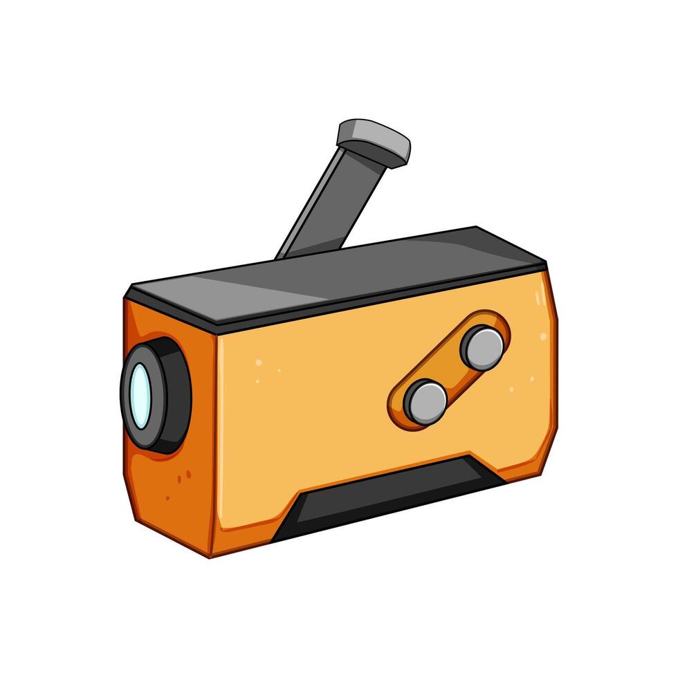 crystal hand crank flashlight cartoon illustration vector