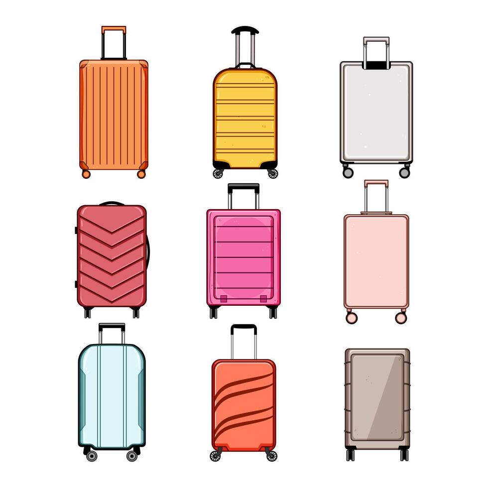hard shell suitcase cartoon illustration vector