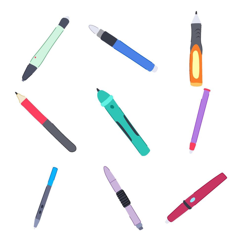 interactive whiteboard pen set cartoon illustration vector