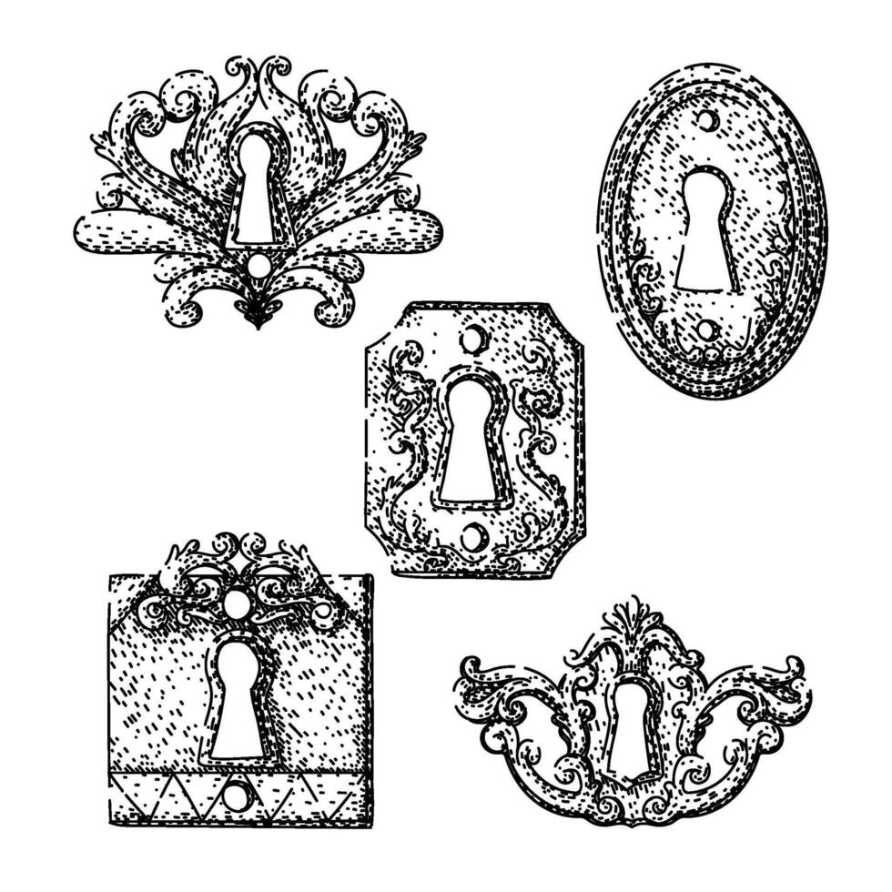 keyhole set hand drawn vector