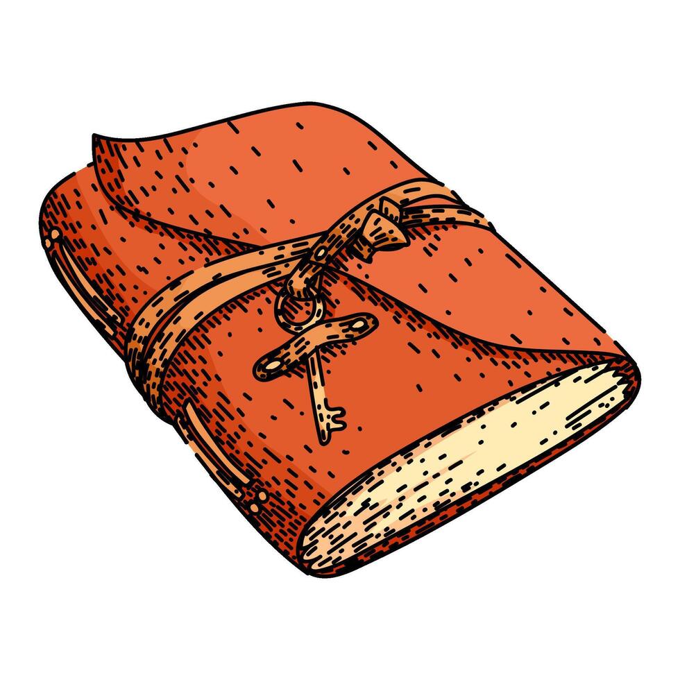 handcrafted vinage bound diary sketch hand drawn vector