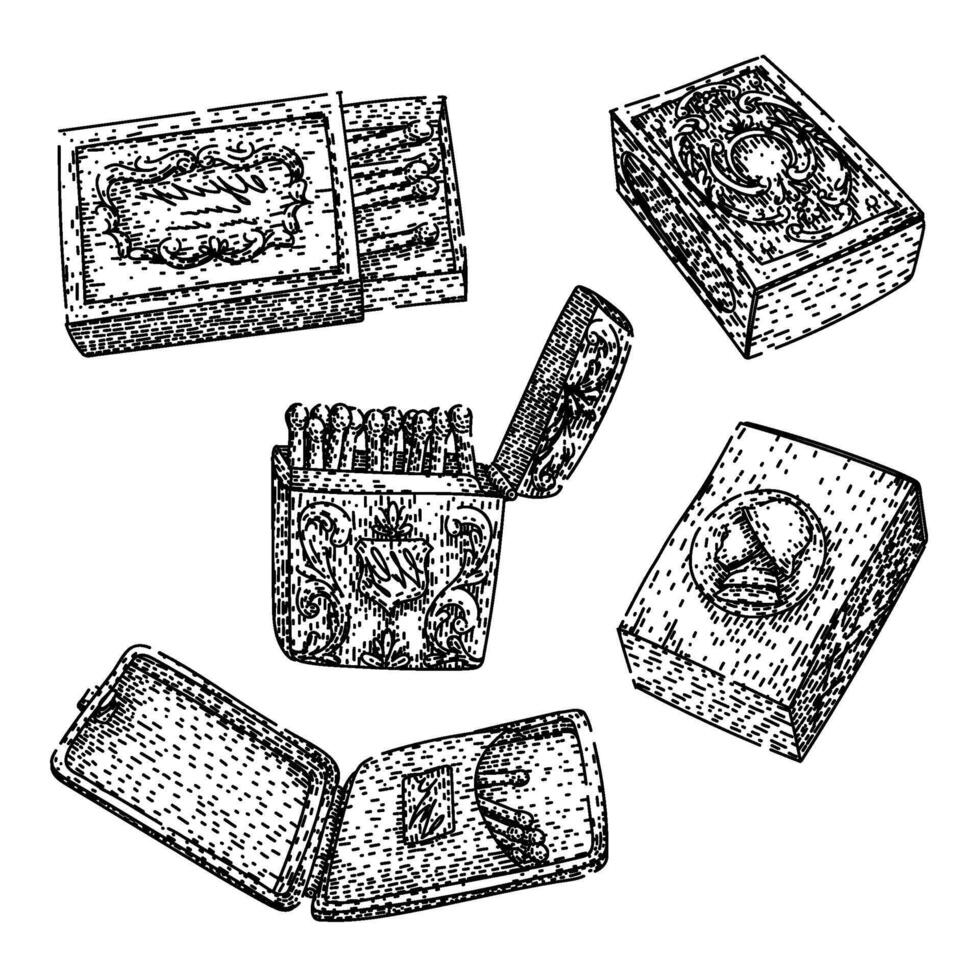matchbox set sketch hand drawn vector