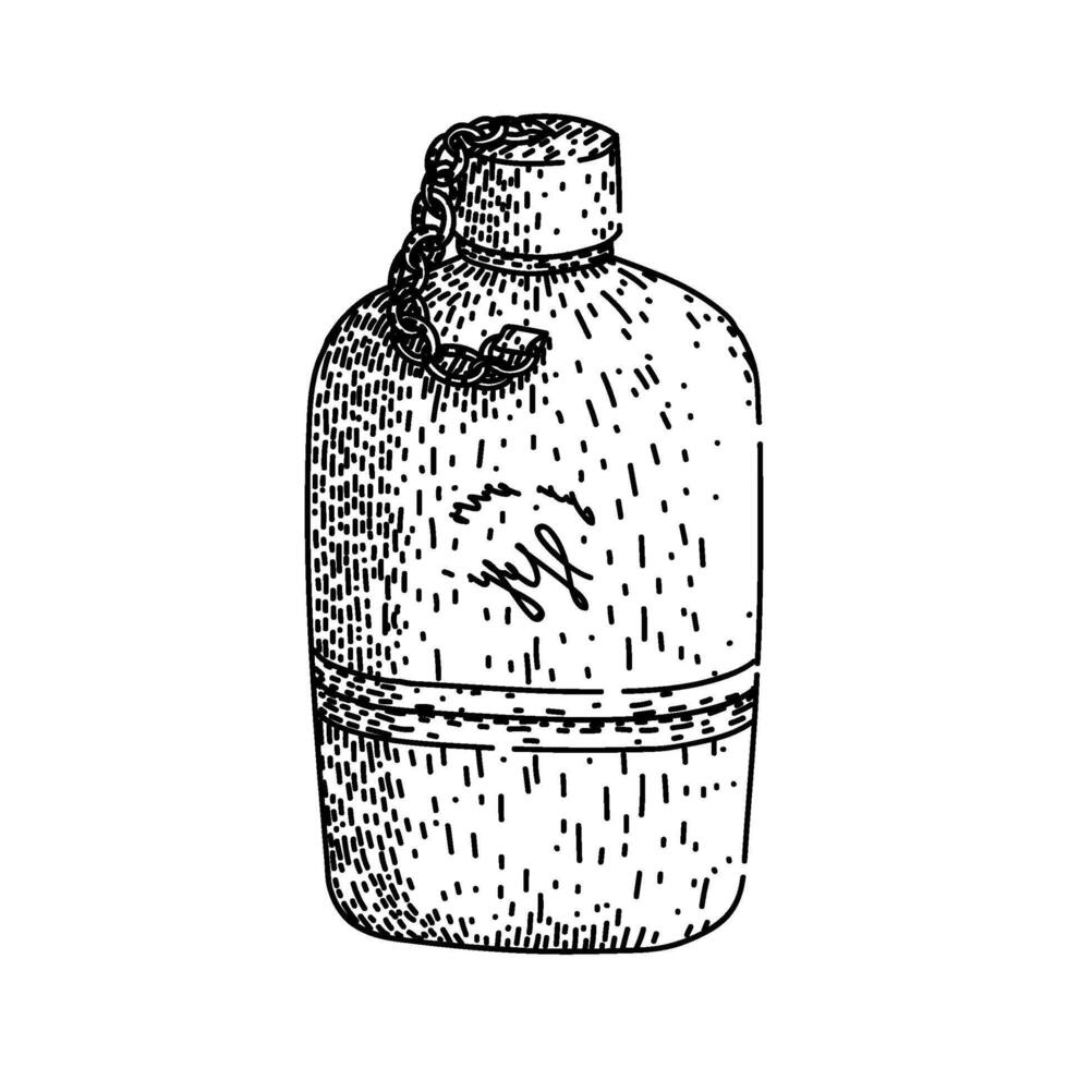 alcohol pocket flask sketch hand drawn vector