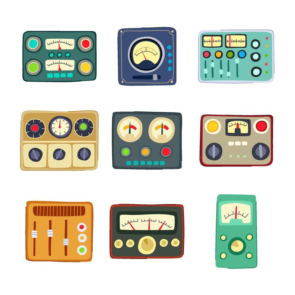 retro control panel set illustration vector