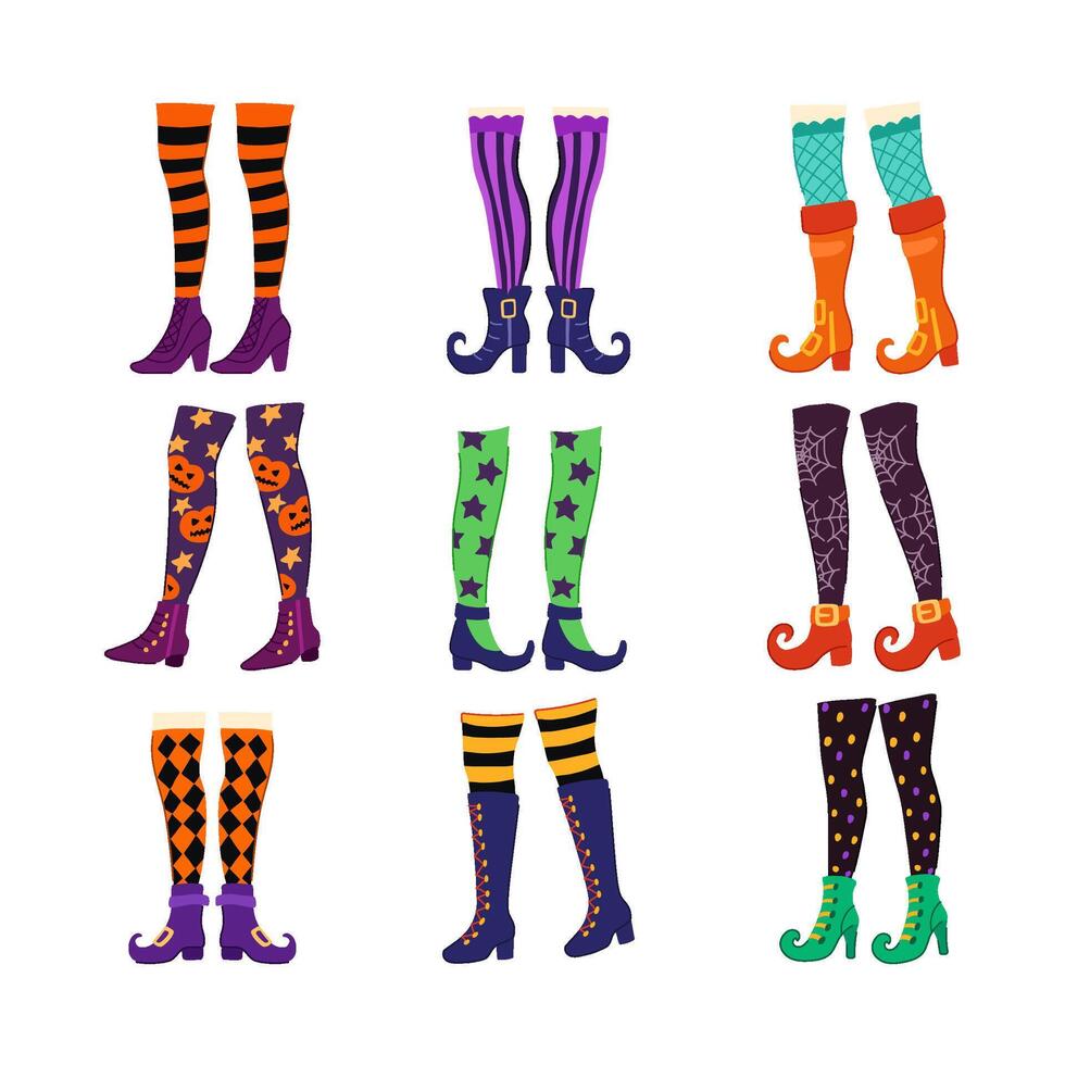 witch legs set cartoon vector