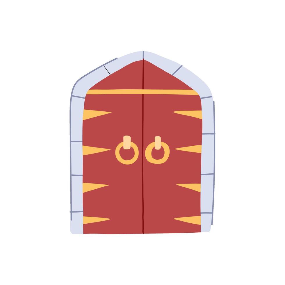 portal ancient door cartoon illustration vector
