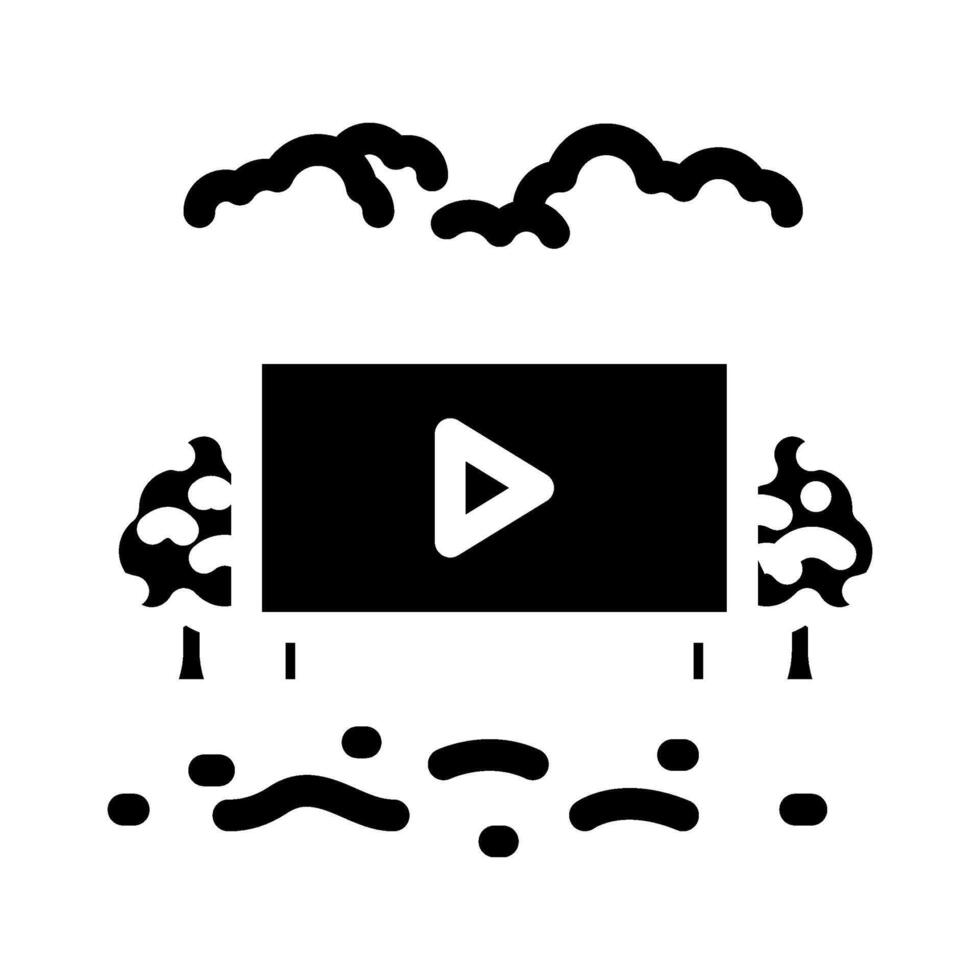 watching outdoor movie summer spend time glyph icon illustration vector